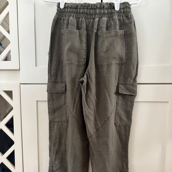 NWT Melissa Nepton Gathered Ankles Pure Linen Cargo Pants - Picture 2 of 5